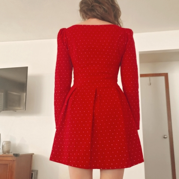 Vintage 60's Red Sweetheart Dress sz S - Picture 3 of 10